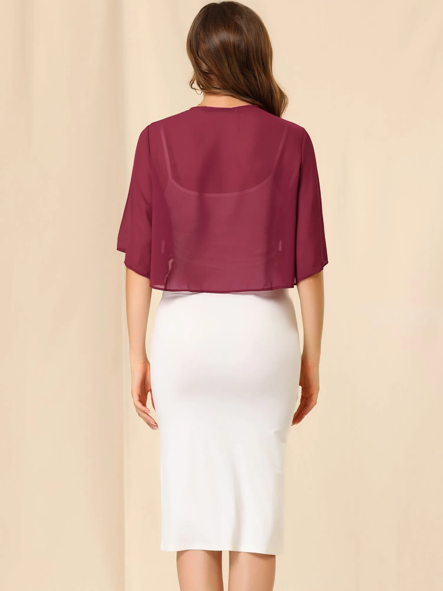 Short Sleeve Crop Cardigan Sheer Chiffon Bolero Shrug Top sold by Allegra K product image thumbnail 2