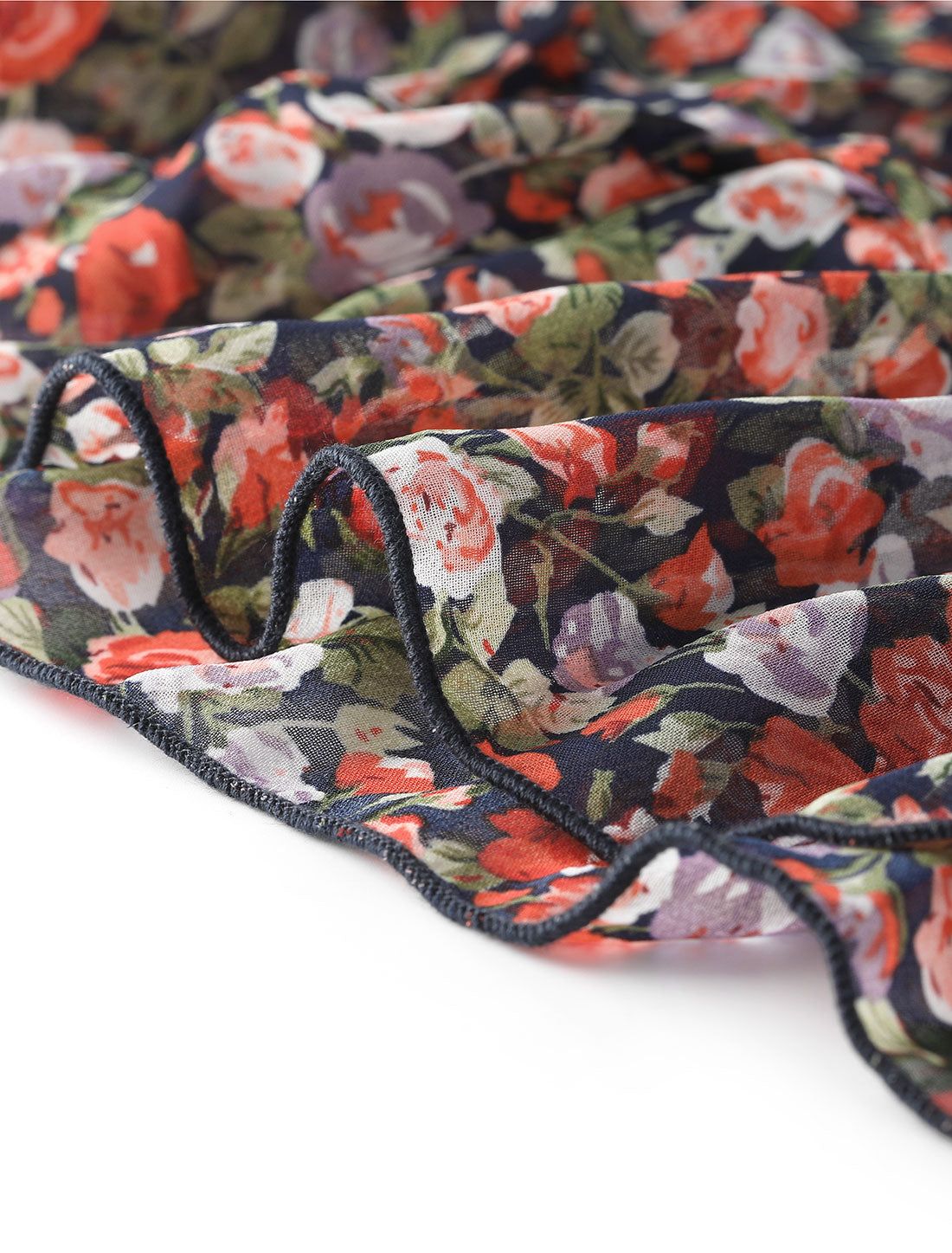 Floral Print Ruffle Hem Bell Sleeve Chiffon Loose Shift Dress sold by Allegra K product image thumbnail 5