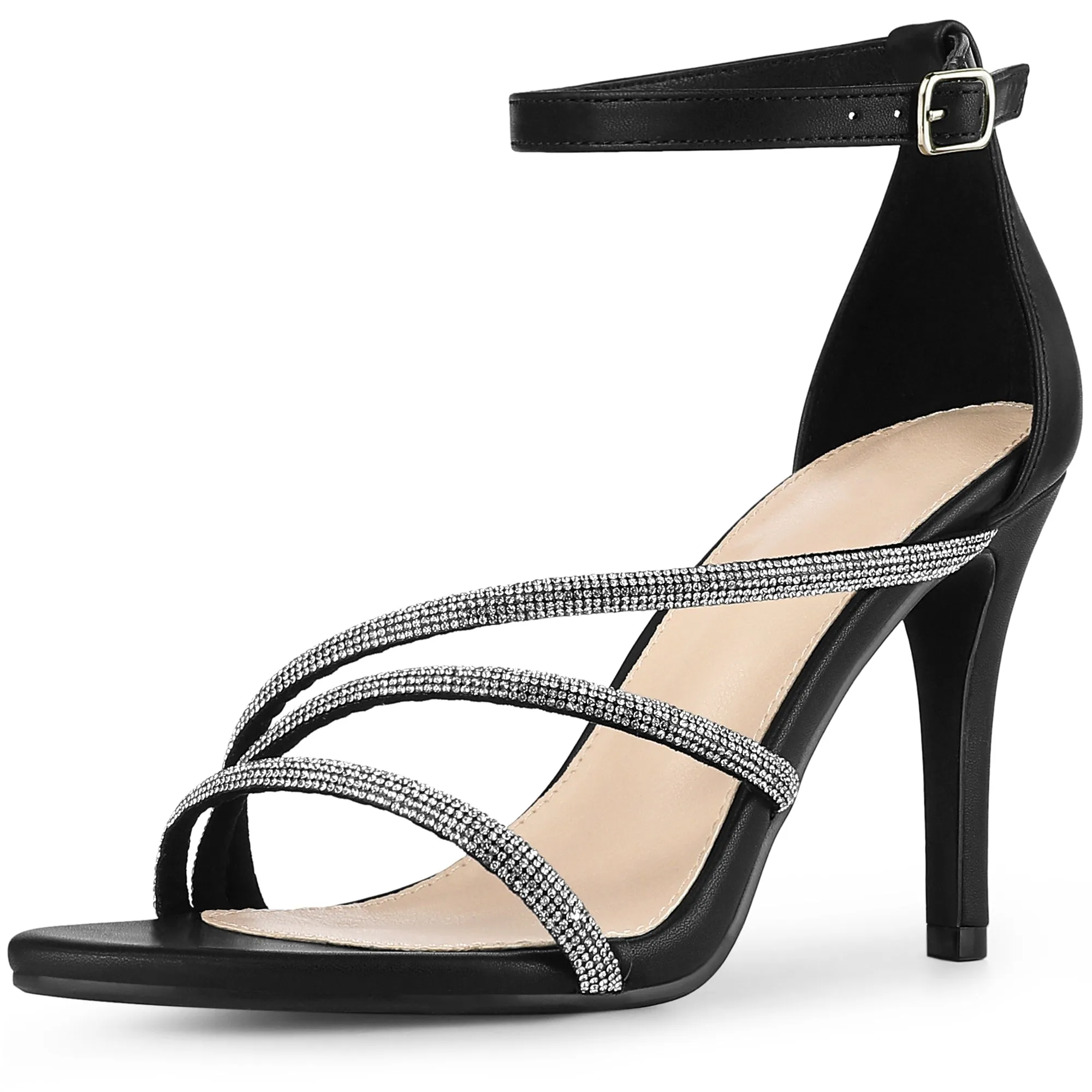 Women's Open Toe Rhinestone Strappy Stiletto Heels Sandals sold by Allegra K product image thumbnail 2