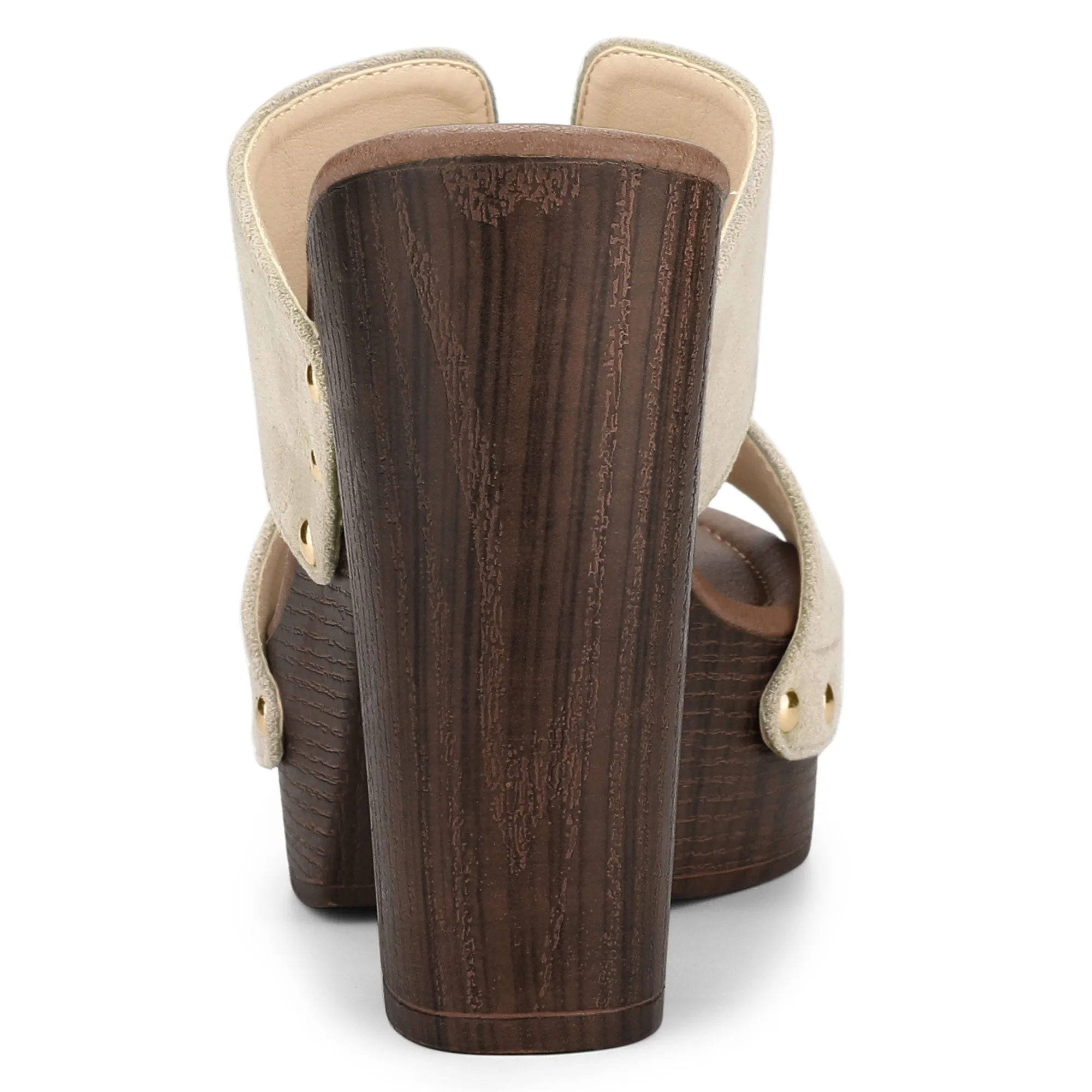 Faux Suede Platform High Block Heel Slides Sandals sold by Allegra K product image thumbnail 4