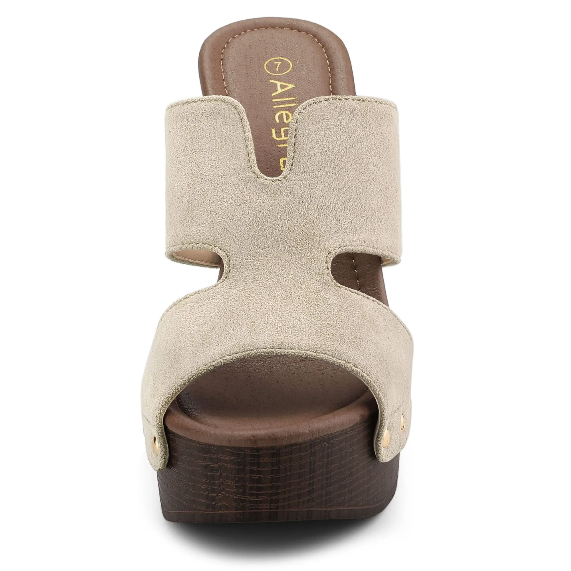 Faux Suede Platform High Block Heel Slides Sandals sold by Allegra K product image thumbnail 3