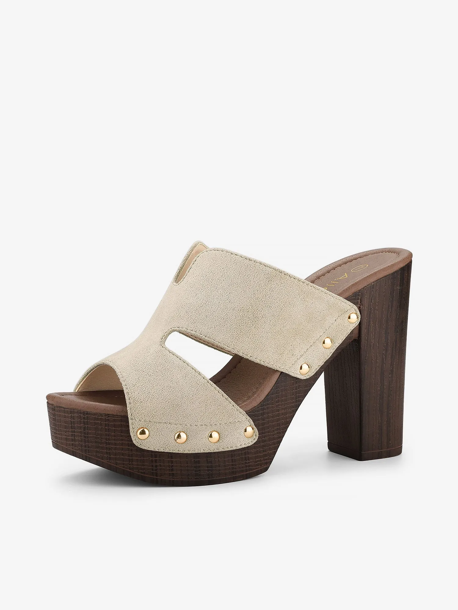 Faux Suede Platform High Block Heel Slides Sandals sold by Allegra K