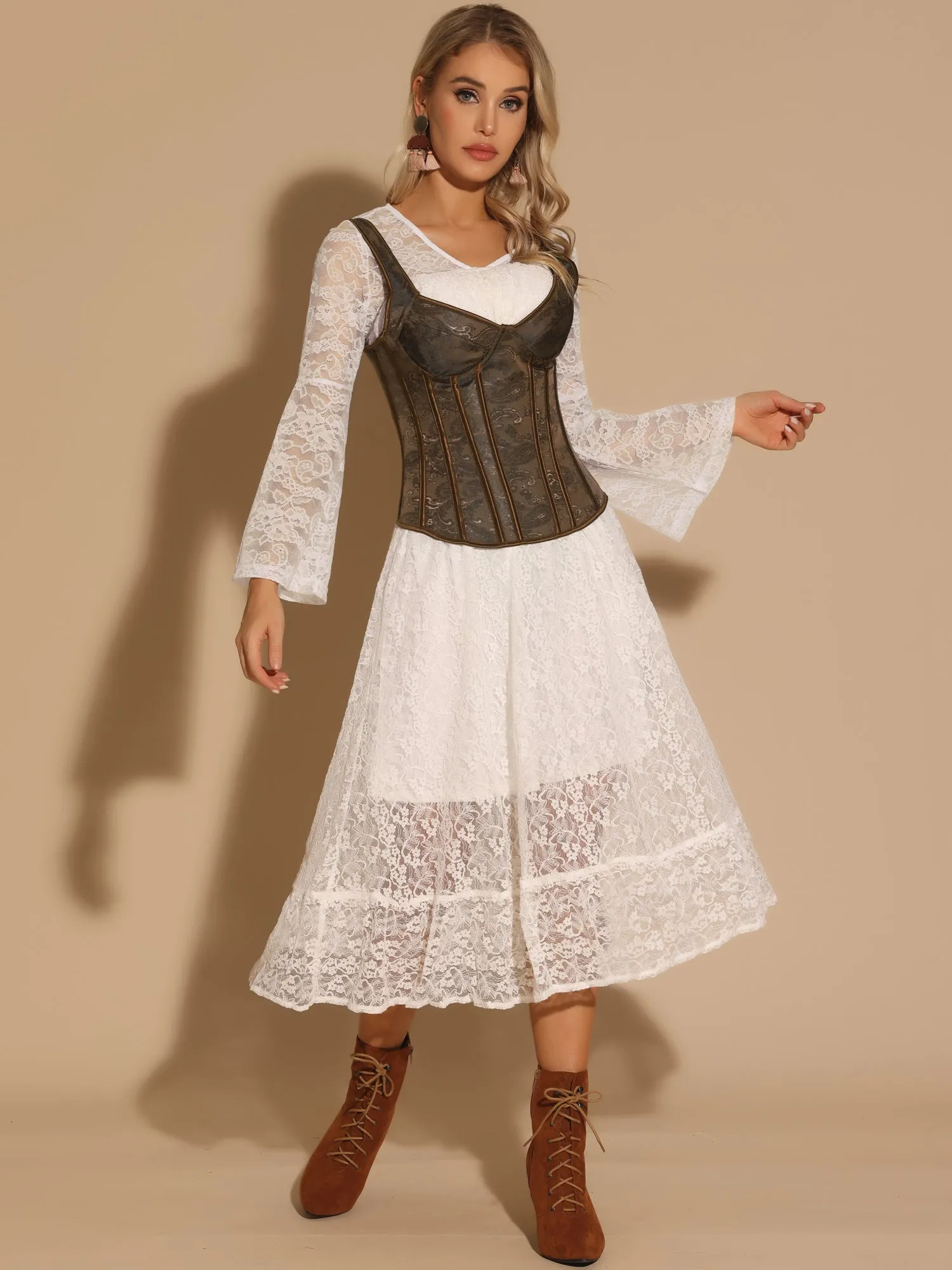 Floral Y2K Sexy Boned Bustier Bodyshaper Corset Top sold by Allegra K product image thumbnail 3