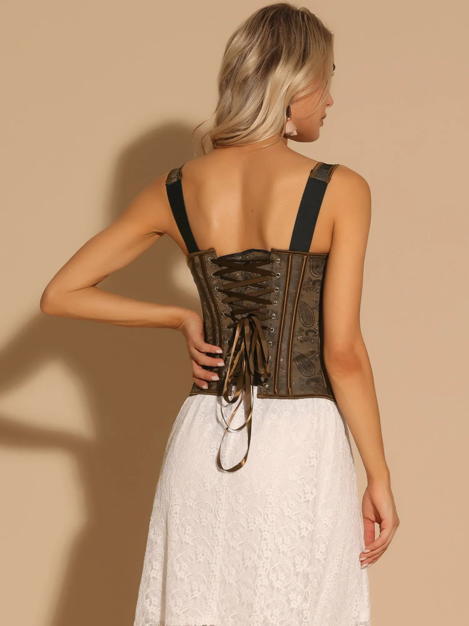 Floral Y2K Sexy Boned Bustier Bodyshaper Corset Top sold by Allegra K product image thumbnail 4