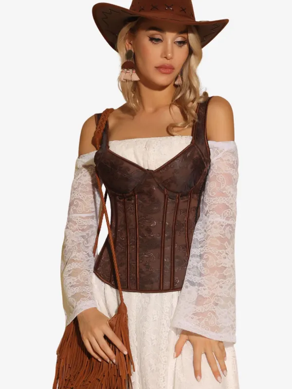 Floral Y2K Sexy Boned Bustier Bodyshaper Corset Top sold by Allegra K