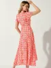 Boho Floral Flutter Sleeve Summer Beach Wrap Midi Dress sold by Allegra K