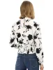 Stand Collar Long Sleeve Tie Smocked Waist Cropped Floral Blouse sold by Allegra K