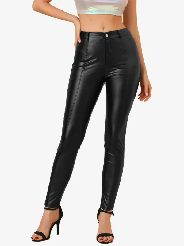 High Waist Skinny Disco PU Faux Leather Pant sold by Allegra K