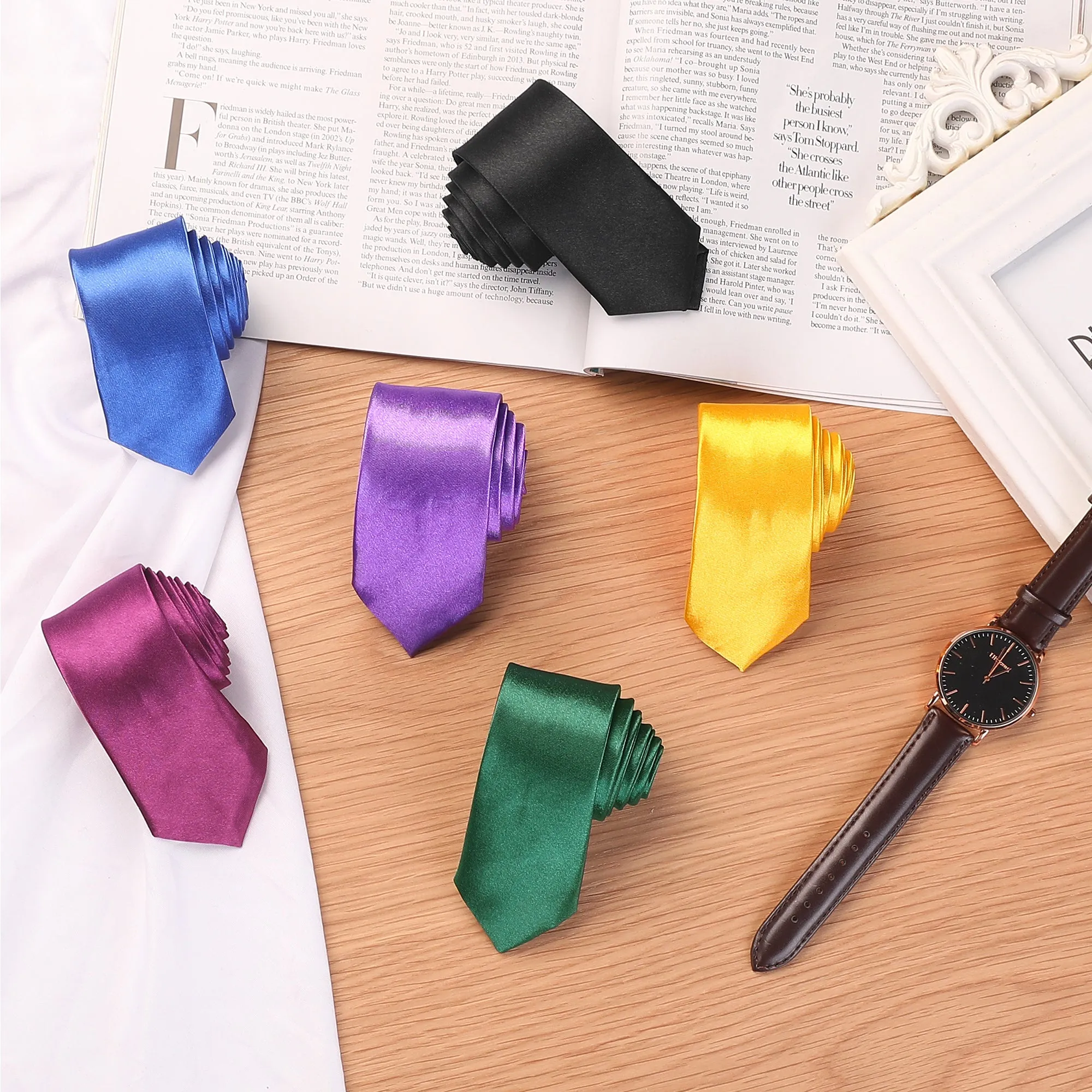 Classic Self-tied Solid Color Neckties Skinny Work Neck Tie sold by Allegra K product image thumbnail 5