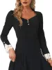 Victorian Retro Lace Trim Long Sleeve Sweetheart Neck Blouse sold by Allegra K