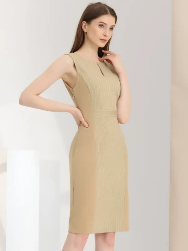Sheath Striped Work Office Sleeveless Bodycon Pencil Dress sold by Allegra K
