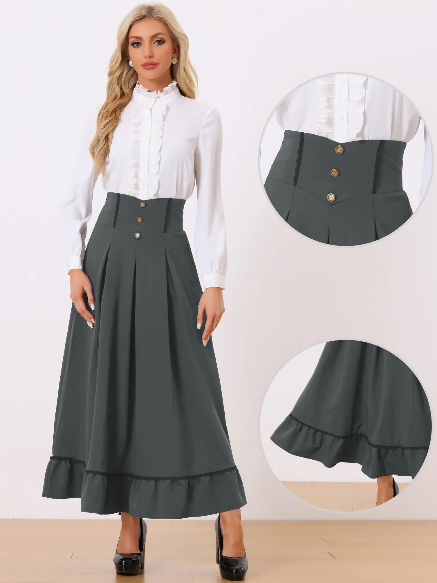 High Waist Vintage 1950s Swing Maxi Skirt sold by Allegra K product image thumbnail 2