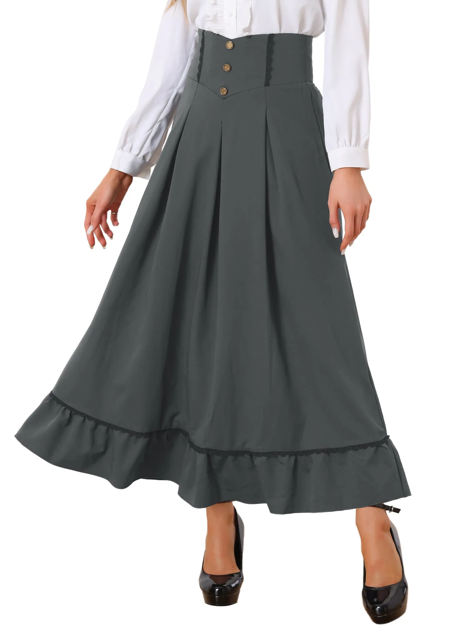 High Waist Vintage 1950s Swing Maxi Skirt sold by Allegra K product image thumbnail 4
