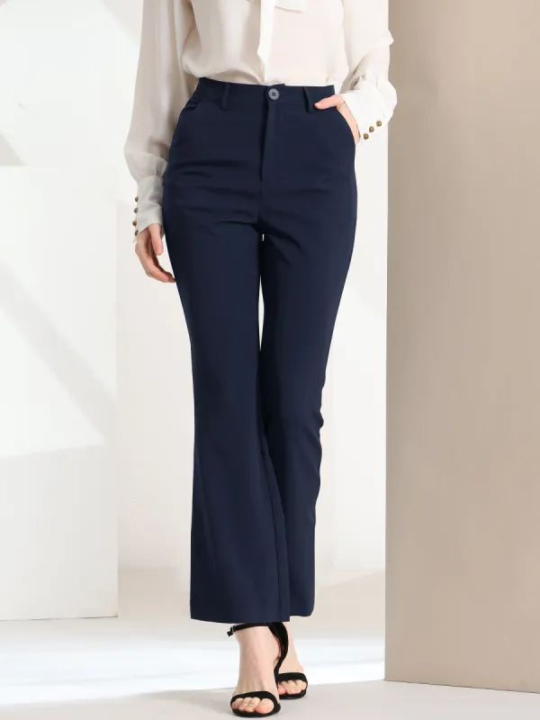 Solid Work Trousers Casual High Waist Strenchy Bell Bottom Pants sold by Allegra K