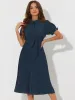 Women's Retro Ruffled Collar Short Sleeve A-Line Pleated Dress sold by Allegra K