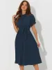 Women's Retro Ruffled Collar Short Sleeve A-Line Pleated Dress sold by Allegra K
