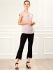 Pleated Keyhole Front Tulip Sleeve Office Business Blouse Tops sold by Allegra K