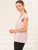 Pleated Keyhole Front Tulip Sleeve Office Business Blouse Tops sold by Allegra K