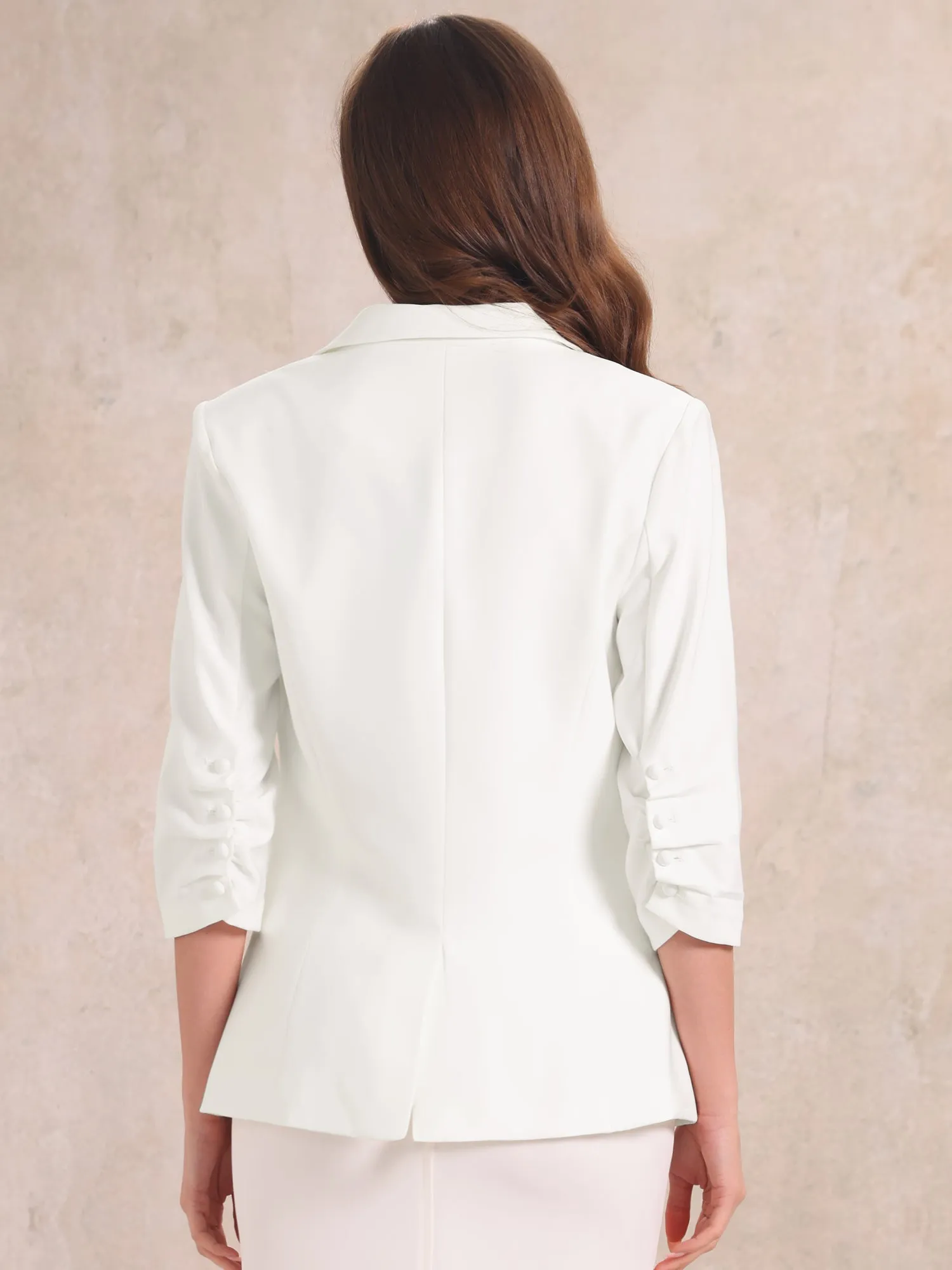 Work Office 3/4 Sleeve One Button Lapel Collar Blazer sold by Allegra K product image thumbnail 3