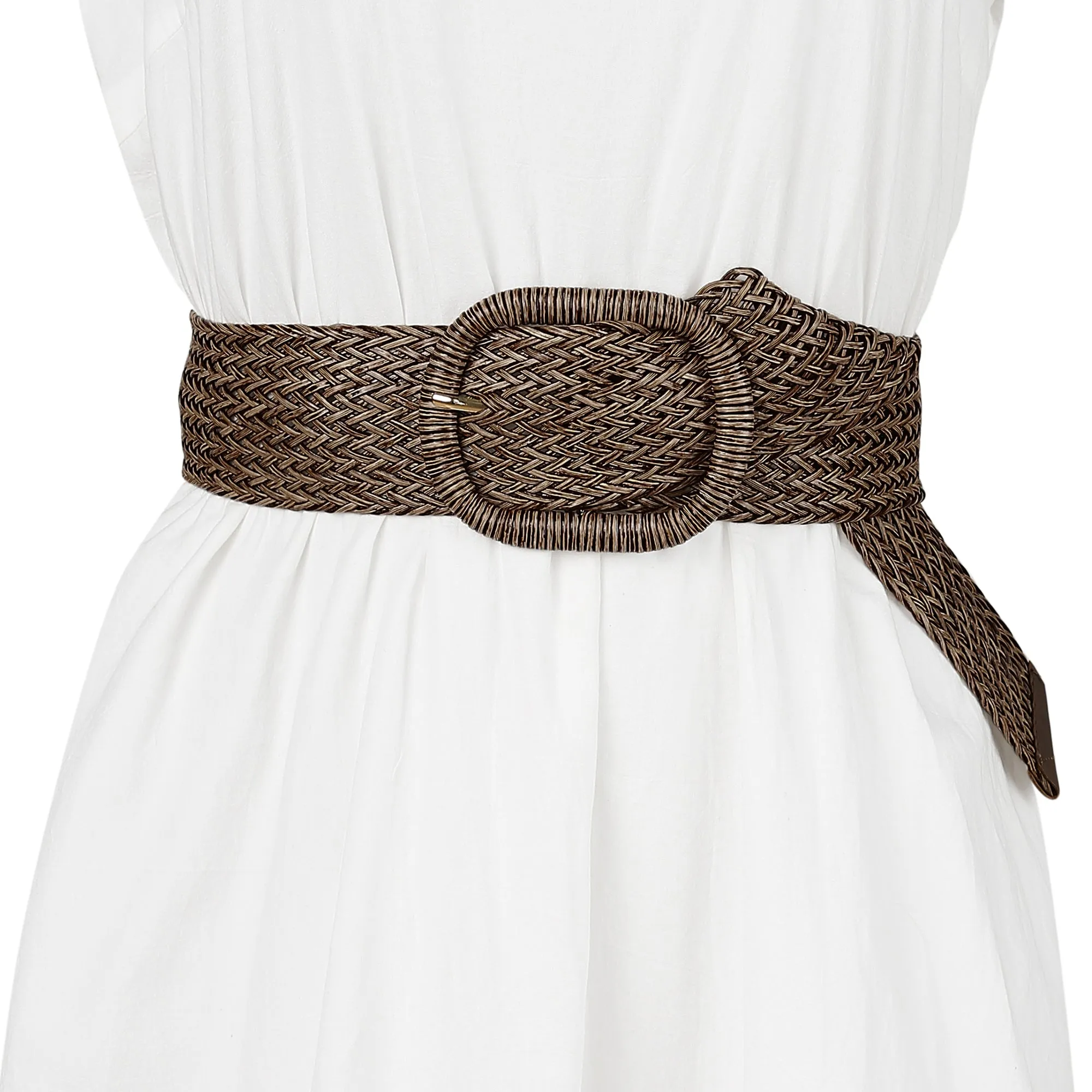 Wide Waist Braided Woven Dress Chunky Buckle Belt sold by Allegra K product image thumbnail 4