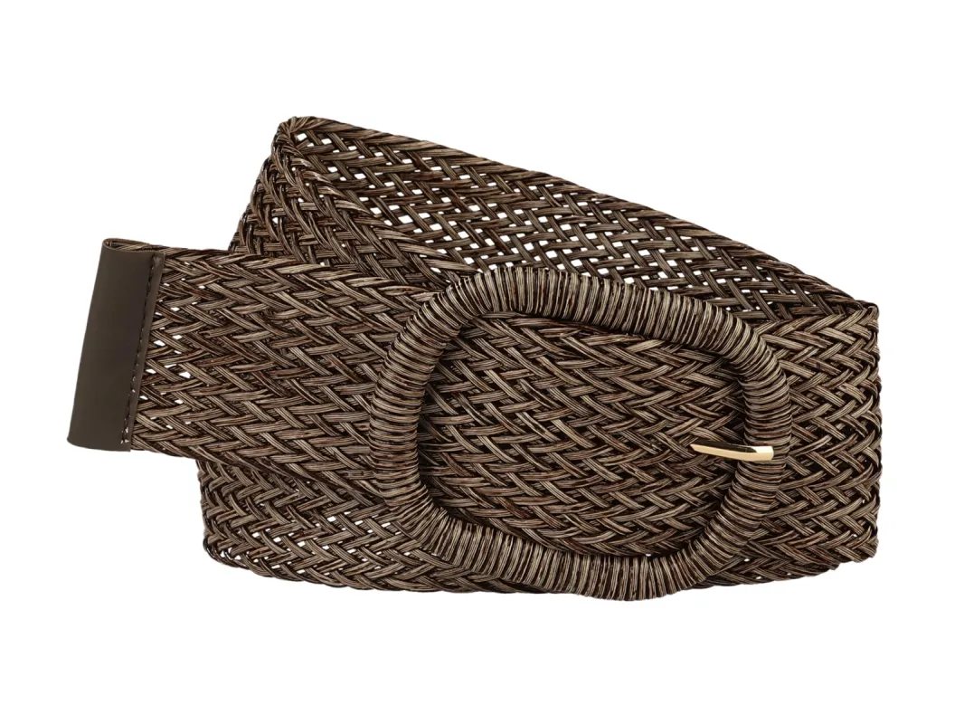 Wide Waist Braided Woven Dress Chunky Buckle Belt sold by Allegra K