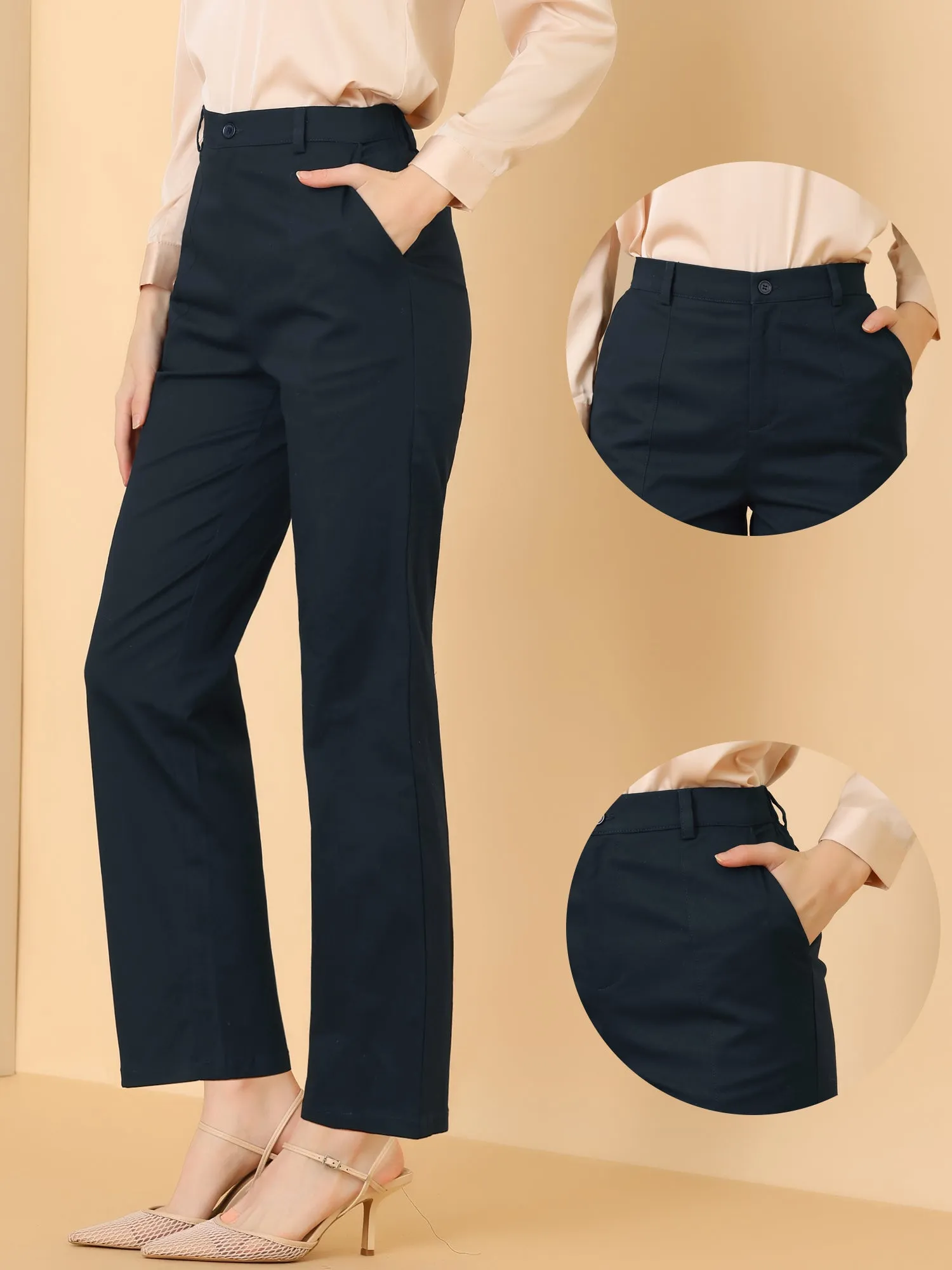 Office Trousers High Waist Straight Leg Bootcut Work Pants sold by Allegra K product image thumbnail 2