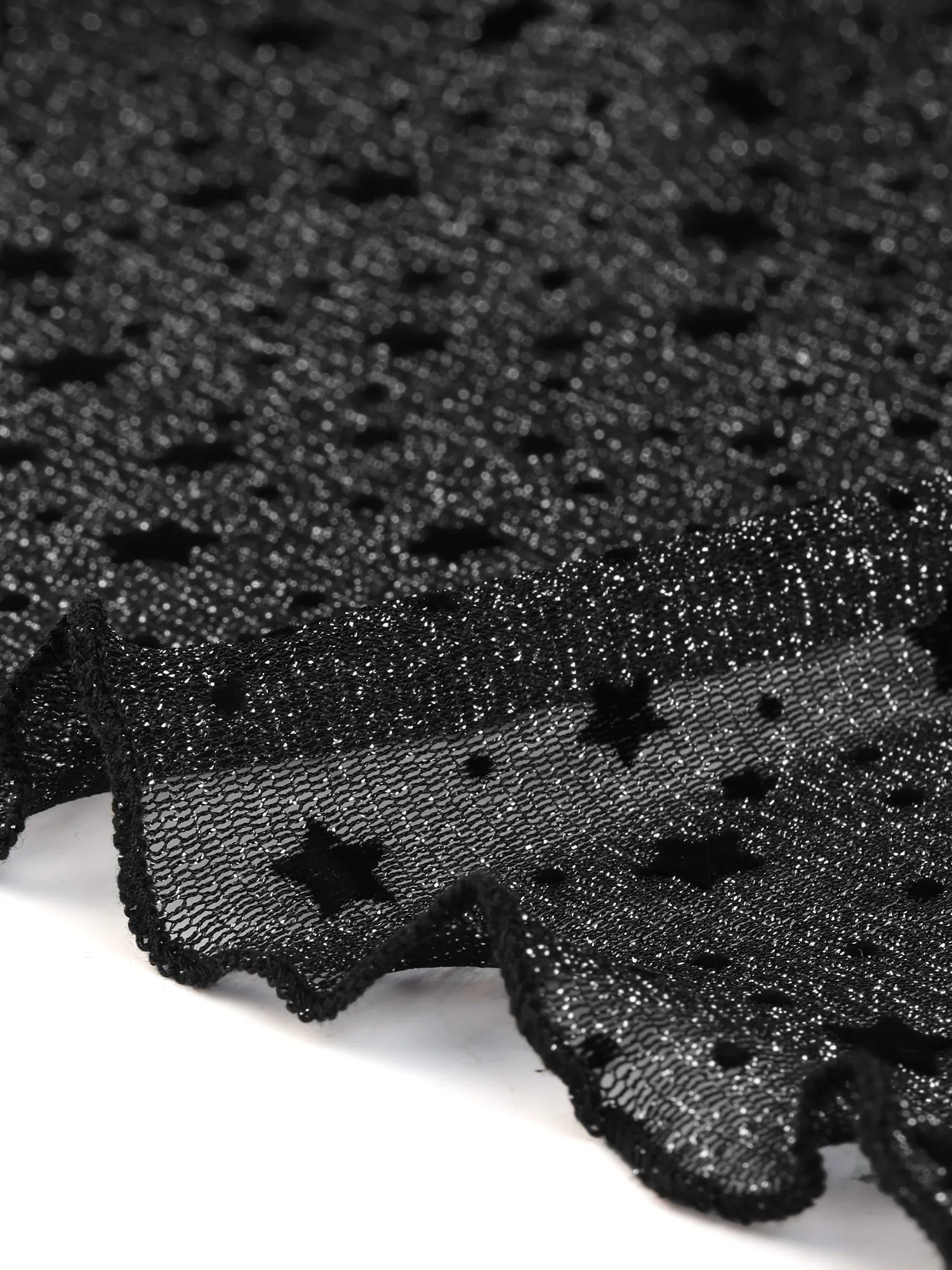 Sheer Shrugs Shiny Star Print Tie Front Mesh Crop Shrug Top sold by Allegra K product image thumbnail 4