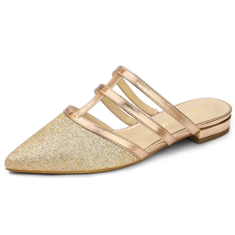 Women's Glitter Pointed Toe Flats Mules sold by Allegra K