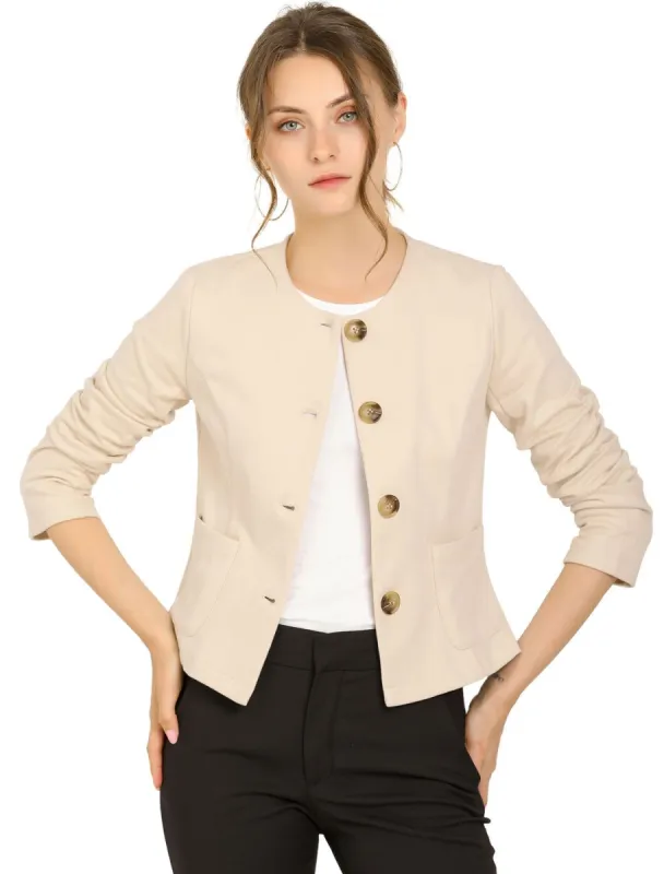 Women's Casual Fall Button Front Elegant Work Office Blazer Jacket sold by Allegra K