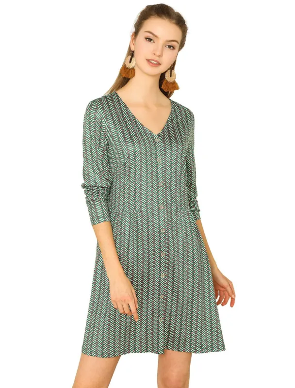 Women's V Neck Casual Loose Printed Cute Spring Shift Dress sold by Allegra K