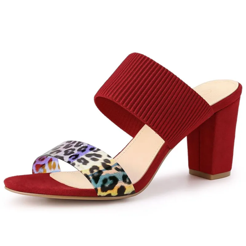 Women's Leopard Printed Block Heeled Slide Sandals sold by Allegra K