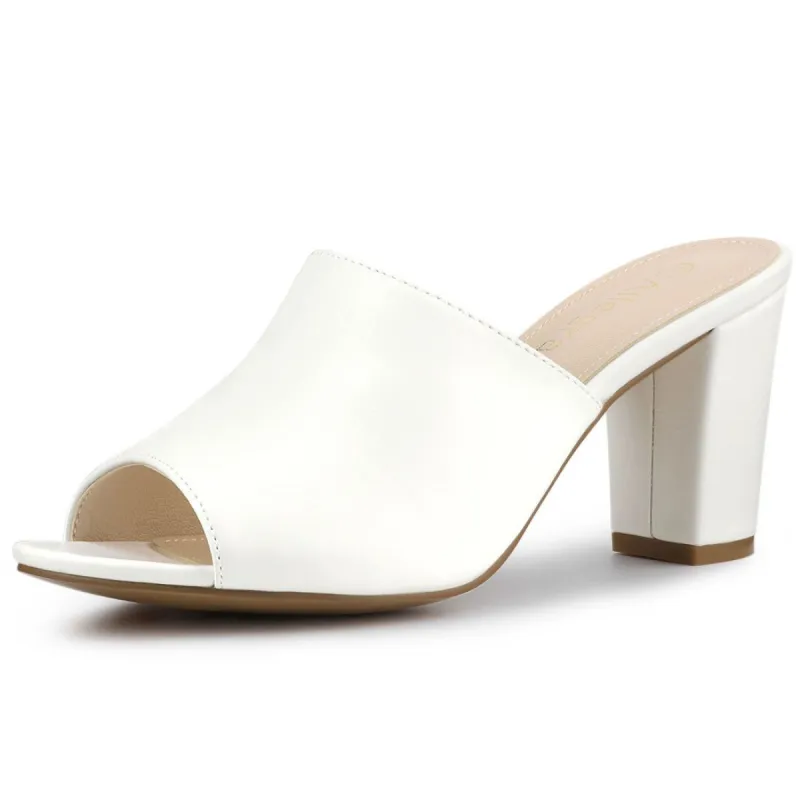 Women's Slip on Block Heel Slide Sandals sold by Allegra K