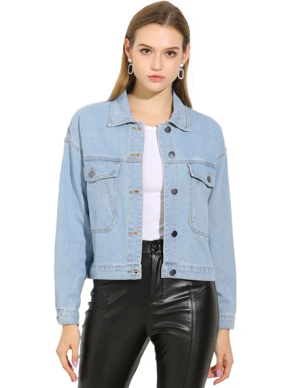 Women's Denim Jacket Button Up Casual Short Jean Jackets sold by Allegra K