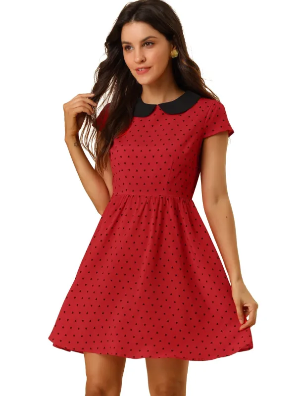 Allegra K Peter Pan Collar Contrast Polka Dot Dress sold by Allegra K
