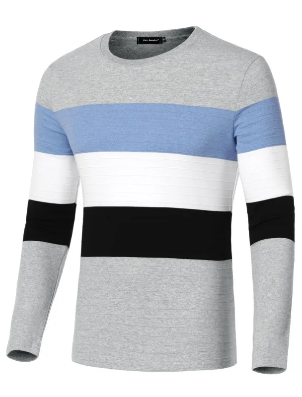 Men's Father's Day Basic Color Block Crew Neck Casual Pullover Long Sleeve Tees sold by Allegra K