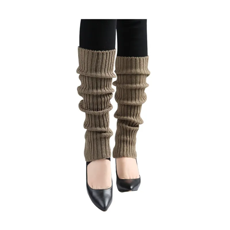 Women Ruffled Cuff Over Knee Length Knitted Leg Warmers sold by Allegra K