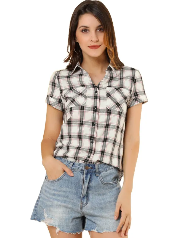 Allegra K Casual Boyfriend Plaid Button Down Shirt sold by Allegra K