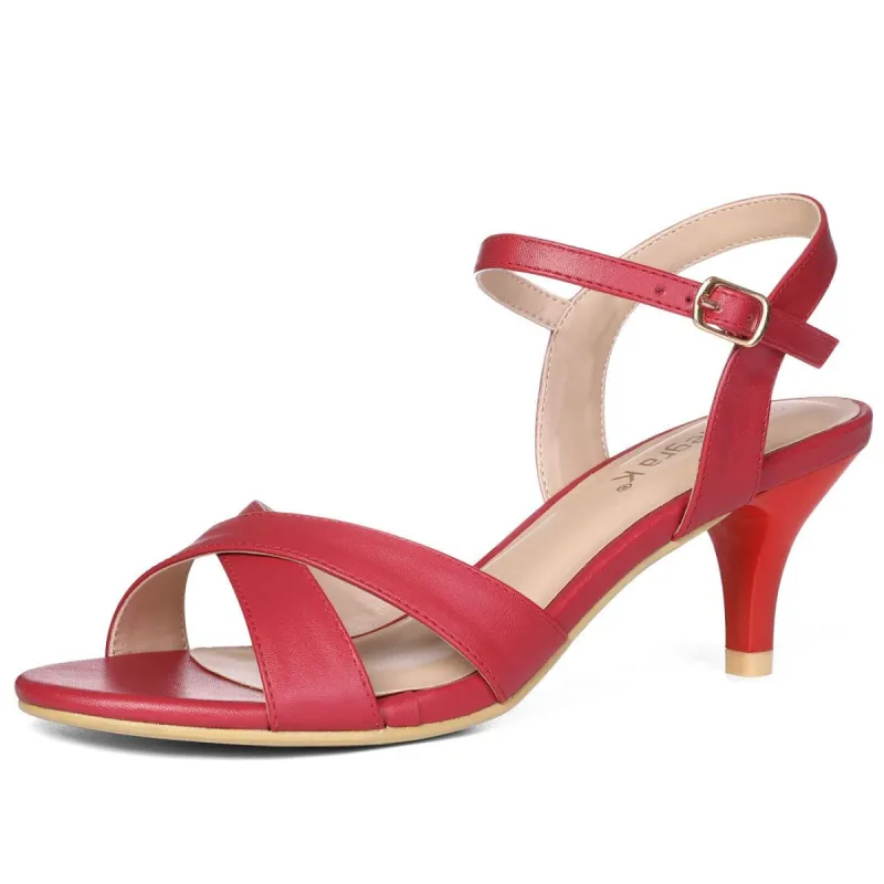 Women's Cross Straps Kitten Heel Ankle Strap Sandals sold by Allegra K