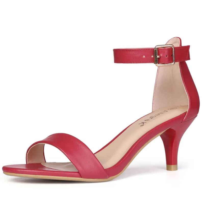 TR98227C-1 Women Open Toe Kitten Heeled Ankle Strap Sandals sold by Allegra K
