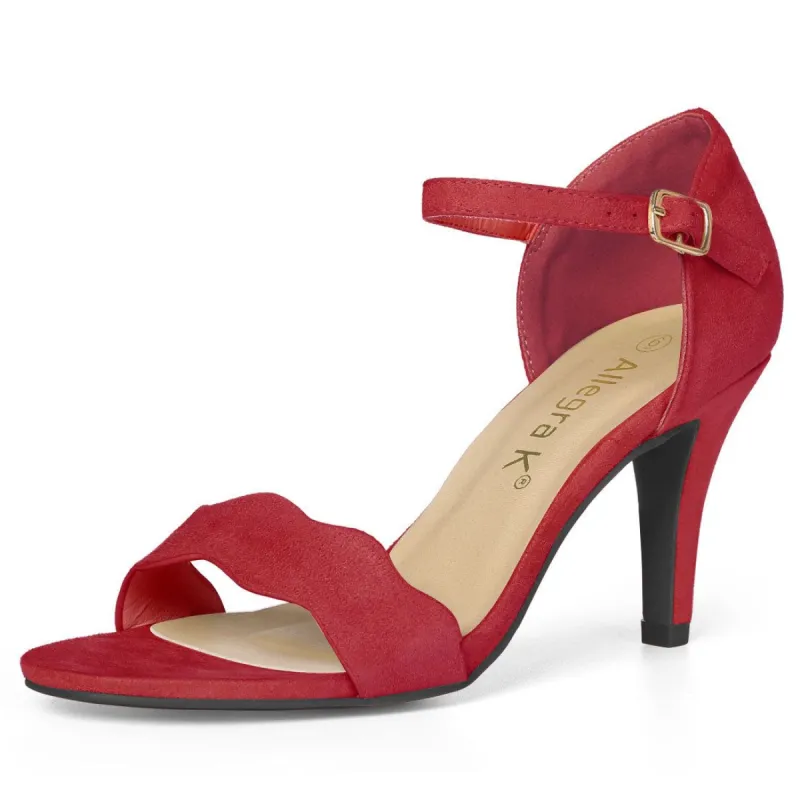 BCA2293-2 Women Stiletto Heel Scalloped Ankle Strap Sandals sold by Allegra K