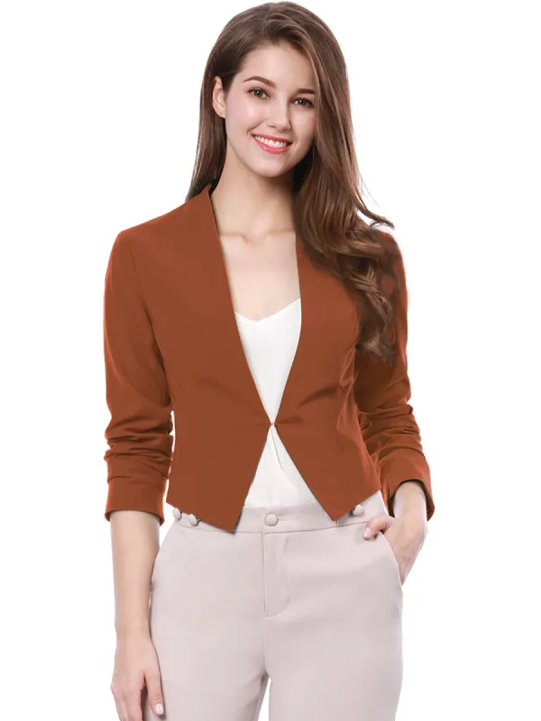 Allegra K Women Collarless Cropped Blazer sold by Allegra K