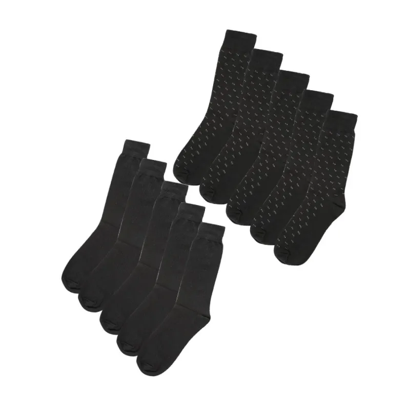 Men 10 Packs Luxury Cotton Pattern Long Dress Ribbed Assorted Socks made by Allegra K