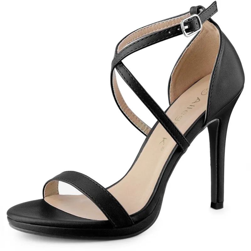 Women's Open Toe Crisscross Strap Stiletto Heel Sandals sold by Allegra K