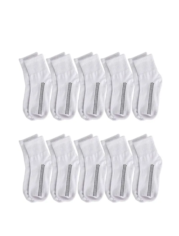 Unisex Ankle High Stripes Cotton White Athletic Quarter Socks 10 Pairs sold by Allegra K
