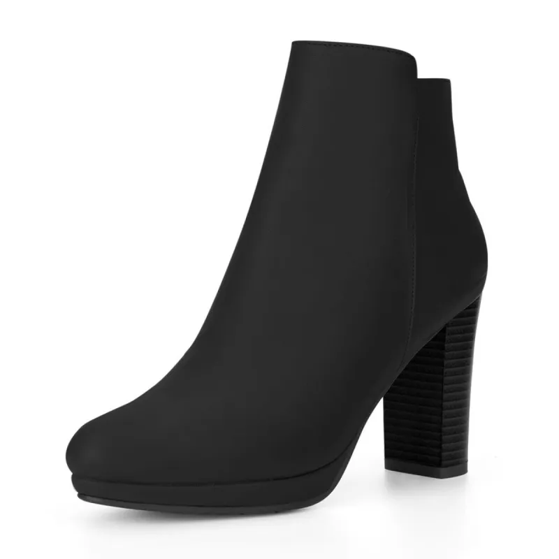 HF5521-21 Women Round Toe Chunky Heel Platform Ankle Boots sold by Allegra K