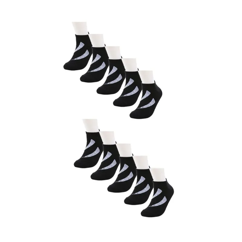 Big  Black Ankle Athelic Socks  Low Cut Cotton Striped 10 Pairs sold by Allegra K
