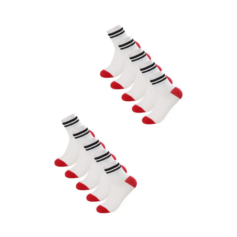 Women 10 Pack Color Block Striped Pattern Cuff Cotton Crew Socks 10-12 sold by Allegra K