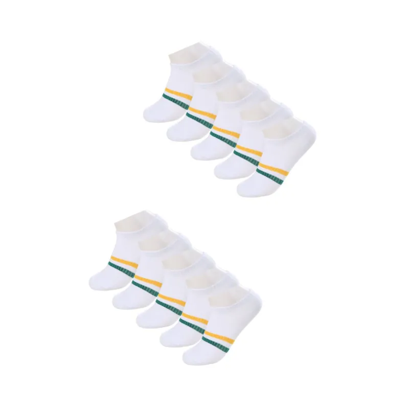 Low Cut No Show Ankle Socks Stripes Cotton 10 Pairs sold by Allegra K