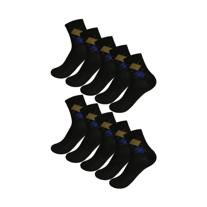 Men Lightweight Argyle Prints Crew Socks 10 Pack 10-13 sold by Allegra K