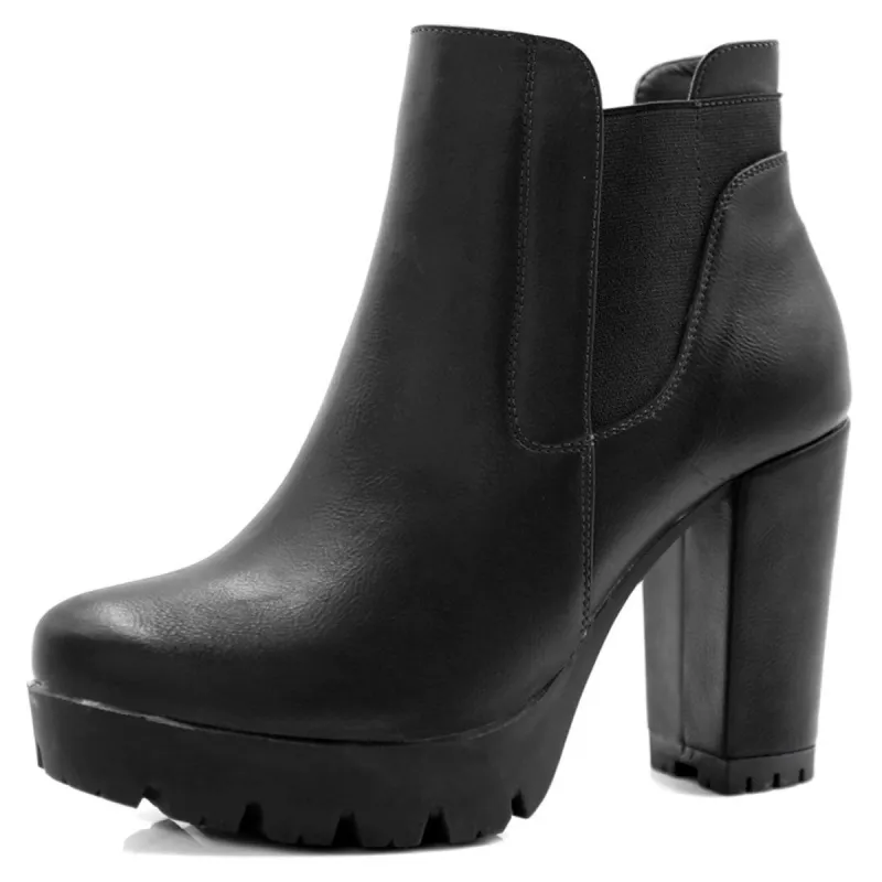 Women Chunky High Heel Platform Zipper Chelsea Boots sold by Allegra K